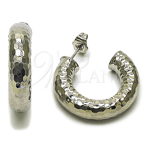 Argolla Mediana 02.163.0195.1.30 Rodio Laminado, Diseño de Hueco, Diamantado, Rodinado