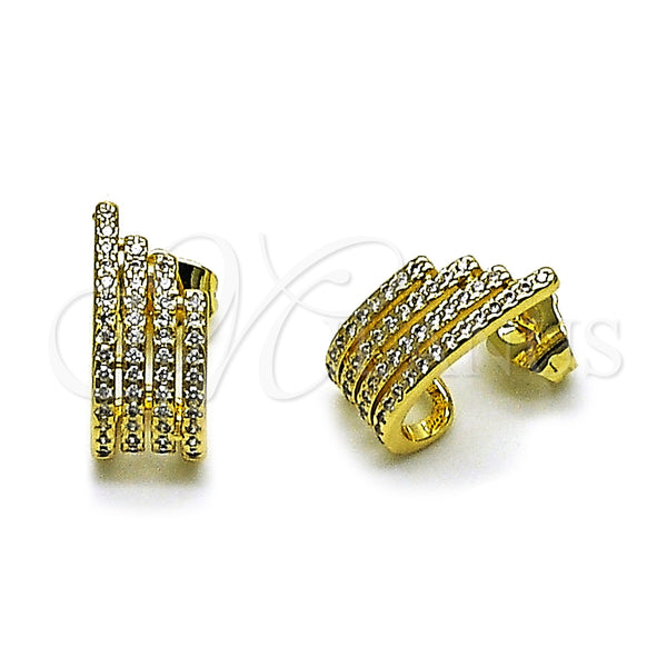 Arete Dormilona 02.156.0750 Oro Laminado, con Micro Pave Blanca, Pulido, Tono Dorado