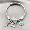 Aro Individual 07.464.0001 Acero Inoxidable, Diseño de Cereza y Arco, con Cristal Aurore Boreale y Crystal, Pulido, Tono Plateado (Grosor 03 MM, Talla Unica)