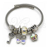 Aro Individual 07.464.0001 Acero Inoxidable, Diseño de Cereza y Arco, con Cristal Aurore Boreale y Crystal, Pulido, Tono Plateado (Grosor 03 MM, Talla Unica)