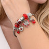 Aro Individual 07.464.0003 Acero Inoxidable, Diseño de Mariposa y Corazón, con Cristal Crystal y Aurore Boreale, Esmaltado Rojo, Tono Plateado (Grosor 03 MM, Talla Unica)