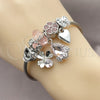 Aro Individual 07.464.0016 Acero Inoxidable, Diseño de Trébol de Cuatro Hojas y Gota, con Cristal Light Rose y Crystal, Pulido, Tono Plateado (Grosor 03 MM, Talla Unica)