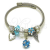 Aro Individual 07.464.0021 Acero Inoxidable, Diseño de Bola y Corazón, con Cristal Indicolite y Crystal, Esmaltado Turquesa, Tono Plateado (Grosor 03 MM, Talla Unica)