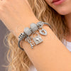 Aro Individual 07.464.0028 Acero Inoxidable, Diseño de Llave y Candado, con Cristal Blue Shade y Crystal, Pulido, Tono Plateado (Grosor 03 MM, Talla Unica)