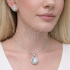 Juego de Arete y Dije de Adulto 10.349.0001 Rodio Laminado, Diseño de Cluster, con Zirconia Cubica Blanca, Pulido, Rodinado