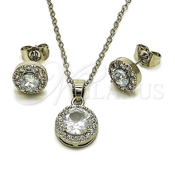 Juego de Arete y Dije de Adulto 10.349.0001 Rodio Laminado, Diseño de Cluster, con Zirconia Cubica Blanca, Pulido, Rodinado