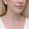 Juego de Arete y Dije de Adulto 10.349.0002 Rodio Laminado, Diseño de Gota y Cluster, con Zirconia Cubica Blanca y Micro Pave Blanca, Pulido, Rodinado