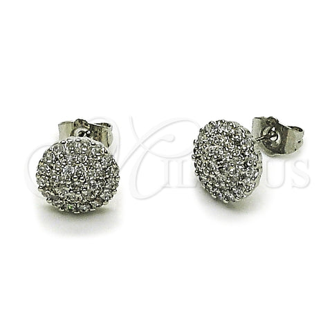 Arete Dormilona 02.349.0010 Rodio Laminado, Diseño de Flor, con Zirconia Cubica Blanca, Pulido, Rodinado