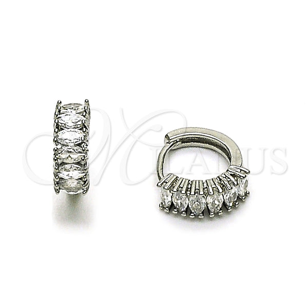 Argolla Huggie 02.349.0019.15 Rodio Laminado, con Zirconia Cubica Blanca, Pulido, Rodinado