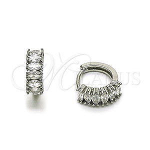 Argolla Huggie 02.349.0019.15 Rodio Laminado, con Zirconia Cubica Blanca, Pulido, Rodinado
