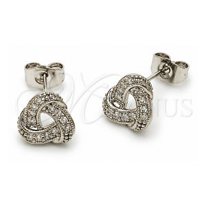 Arete Dormilona 02.349.0021 Oro Laminado Blanco, Diseño de Nudo, con Zirconia Cubica Blanca, Pulido, Rodinado