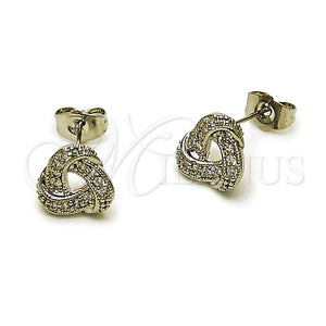 Arete Dormilona 02.349.0021 Rodio Laminado, Diseño de Nudo, con Zirconia Cubica Blanca, Pulido, Rodinado