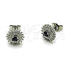 Arete Dormilona 02.349.0022.2 Rodio Laminado, Diseño de Cluster, con Zirconia Cubica Zafiro Azul y Blanca, Pulido, Rodinado