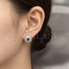 Arete Dormilona 02.349.0022.3 Rodio Laminado, Diseño de Cluster, con Zirconia Cubica Negro y Blanca, Pulido, Rodinado