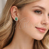 Arete Dormilona 02.349.0023.1 Rodio Laminado, Diseño de Gota y Cluster, con Zirconia Cubica Verde y Micro Pave Blanca, Pulido, Rodinado