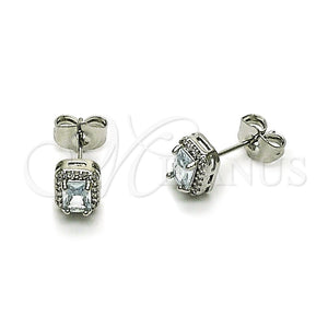 Arete Dormilona 02.349.0024 Rodio Laminado, Diseño de Cluster, con Zirconia Cubica Blanca y Micro Pave Blanca, Pulido, Rodinado