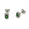 Arete Dormilona 02.349.0024.2 Rodio Laminado, Diseño de Cluster, con Zirconia Cubica Verde y Micro Pave Blanca, Pulido, Rodinado