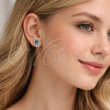 Arete Dormilona 02.349.0024.3 Rodio Laminado, Diseño de Cluster, con Zirconia Cubica Zafiro Azul y Micro Pave Blanca, Pulido, Rodinado