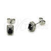 Arete Dormilona 02.349.0024.4 Rodio Laminado, Diseño de Cluster, con Zirconia Cubica Negro y Micro Pave Blanca, Pulido, Rodinado