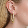 Argolla Huggie 02.237.0071.18 Oro Laminado, con Micro Pave Blanca, Pulido, Tono Dorado