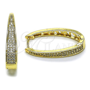 Argolla Huggie 02.237.0071.18 Oro Laminado, con Micro Pave Blanca, Pulido, Tono Dorado