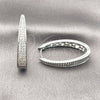 Argolla Huggie 02.237.0071.1.18 Rodio Laminado, con Micro Pave Blanca, Pulido, Rodinado