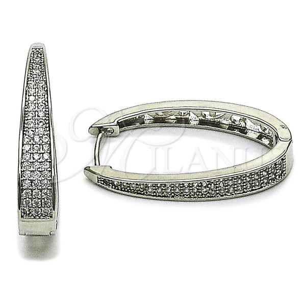 Argolla Huggie 02.237.0071.1.18 Rodio Laminado, con Micro Pave Blanca, Pulido, Rodinado