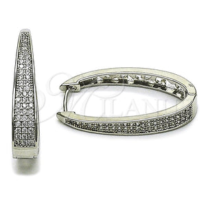Argolla Huggie 02.237.0071.1.18 Rodio Laminado, con Micro Pave Blanca, Pulido, Rodinado