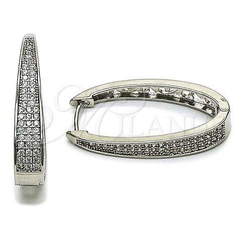 Argolla Huggie 02.237.0071.1.18 Rodio Laminado, con Micro Pave Blanca, Pulido, Rodinado