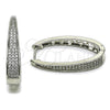 Argolla Huggie 02.237.0071.1.18 Rodio Laminado, con Micro Pave Blanca, Pulido, Rodinado