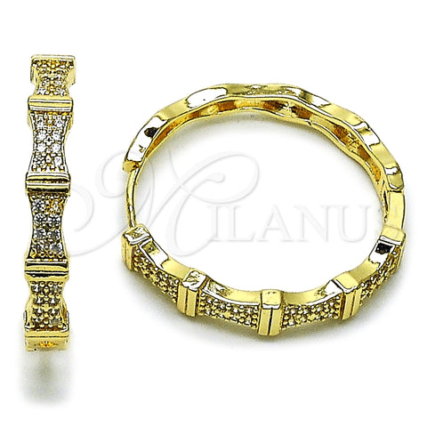 Argolla Huggie 02.237.0072.30 Oro Laminado, con Micro Pave Blanca, Pulido, Tono Dorado