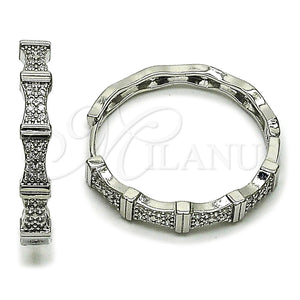 Argolla Huggie 02.237.0072.1.30 Rodio Laminado, con Micro Pave Blanca, Pulido, Rodinado