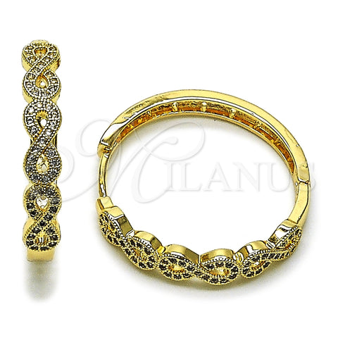 Argolla Huggie 02.237.0073.35 Oro Laminado, Diseño de Infinito, con Micro Pave Blanca, Pulido, Tono Dorado