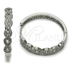 Argolla Huggie 02.237.0073.1.35 Rodio Laminado, Diseño de Infinito, con Micro Pave Blanca, Pulido, Rodinado