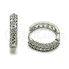 Argolla Huggie 02.237.0054.1.20 Rodio Laminado, Diseño de Baguette, con Zirconia Cubica Blanca, Pulido, Rodinado