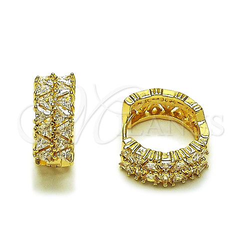 Argolla Huggie 02.237.0076.18 Oro Laminado, con Zirconia Cubica Blanca, Pulido, Tono Dorado