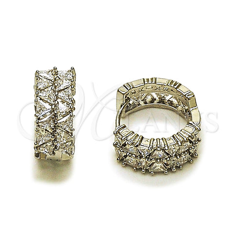 Argolla Huggie 02.237.0076.1.18 Rodio Laminado, con Zirconia Cubica Blanca, Pulido, Rodinado