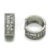 Argolla Huggie 02.237.0064.1.20 Rodio Laminado, Diseño de Baguette, con Zirconia Cubica Blanca, Pulido, Rodinado