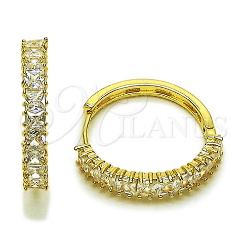 Argolla Huggie 02.237.0078.25 Oro Laminado, con Zirconia Cubica Blanca, Pulido, Tono Dorado