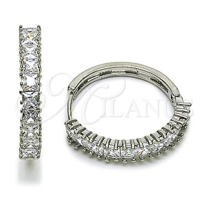 Argolla Huggie 02.237.0078.1.25 Rodio Laminado, con Zirconia Cubica Blanca, Pulido, Rodinado