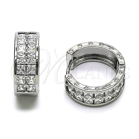 Argolla Huggie 02.237.0063.1.20 Rodio Laminado, Diseño de Estrella, con Zirconia Cubica Blanca, Pulido, Rodinado