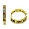 Argolla Huggie 02.237.0072.2.25 Oro Laminado, con Micro Pave Multicolor, Pulido, Tono Dorado