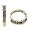 Argolla Huggie 02.237.0072.3.25 Rodio Laminado, con Micro Pave Multicolor, Pulido, Rodinado
