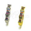Argolla Huggie 02.237.0072.3.25 Rodio Laminado, con Micro Pave Multicolor, Pulido, Rodinado