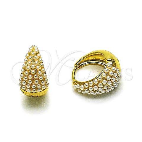 Argolla Huggie 02.379.0096.15 Oro Laminado, con Perla Marfil, Pulido, Tono Dorado