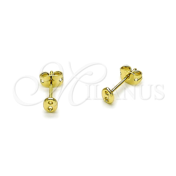 Arete Dormilona 02.213.0937 Oro Laminado, Diseño de Puff Mariner, Pulido, Tono Dorado