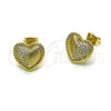 Arete Dormilona 02.213.0938 Oro Laminado, Diseño de Corazón, con Zirconia Cubica Blanca, Pulido, Tono Dorado