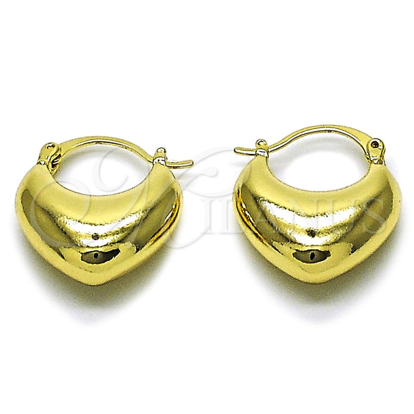 Argolla Pequeña 02.213.0939.20 Oro Laminado, Diseño de Corazón, Pulido, Tono Dorado