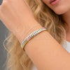Pulsera Básica 03.213.0355.07 Oro Laminado, Diseño de Cubana, Pulido, Tres Tonos (Grosor 06 MM, 8 Pulgadas de Largo)