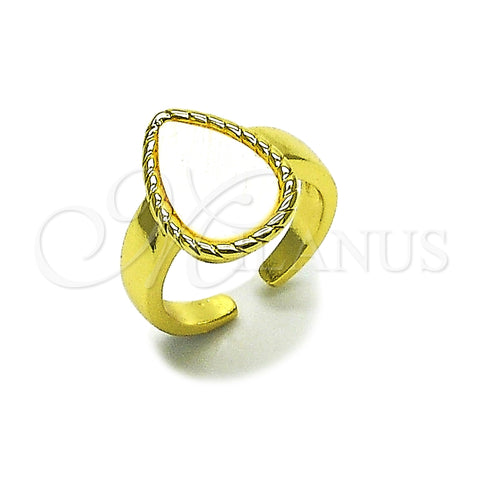 Anillo Multi Piedra 01.381.0012 Oro Laminado, Diseño de Gota, con Madre Perla Marfil, Pulido, Tono Dorado (Talla Unica)